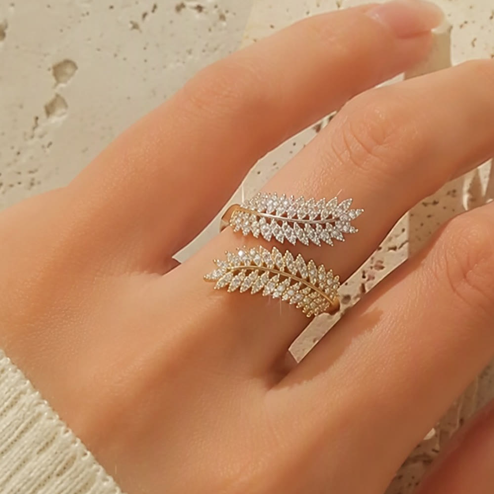 HilalHaven Harvest Whisper Crystal Wheat Frond Adjustable Ring - image 6