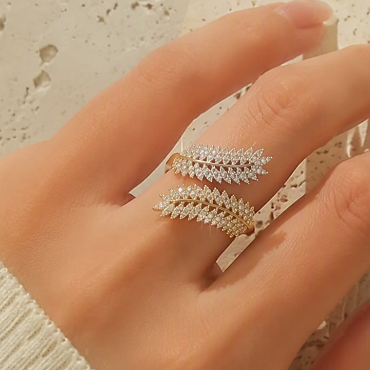 HilalHaven Harvest Whisper Crystal Wheat Frond Adjustable Ring - image 6