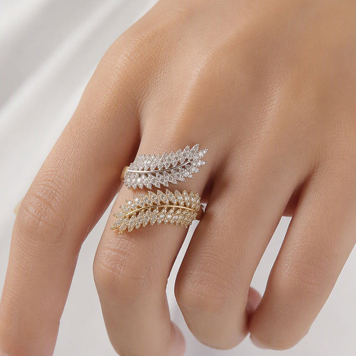 HilalHaven Harvest Whisper Crystal Wheat Frond Adjustable Ring - image 18