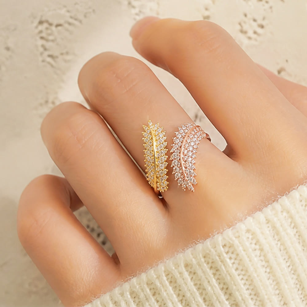 HilalHaven Harvest Whisper Crystal Wheat Frond Adjustable Ring - image 12