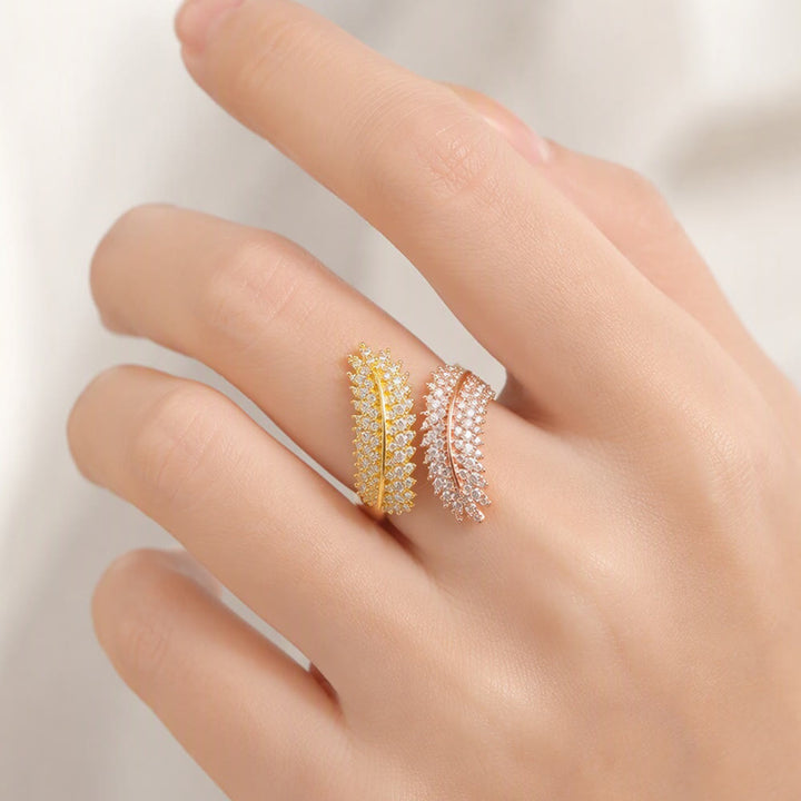 HilalHaven Harvest Whisper Crystal Wheat Frond Adjustable Ring - image 11