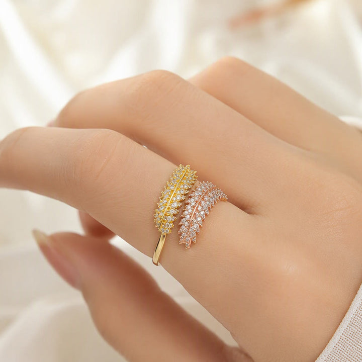 HilalHaven Harvest Whisper Crystal Wheat Frond Adjustable Ring - image 2