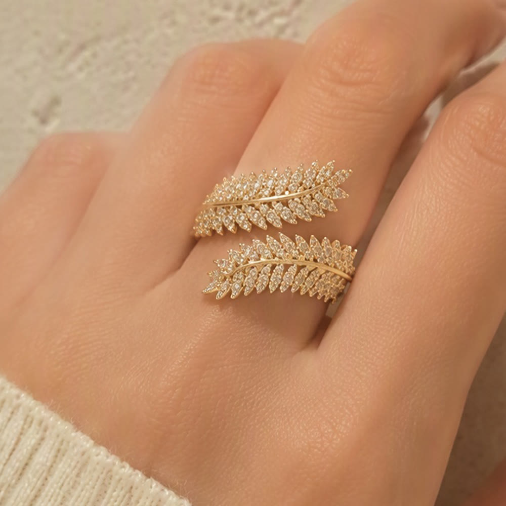 HilalHaven Harvest Whisper Crystal Wheat Frond Adjustable Ring - image 1