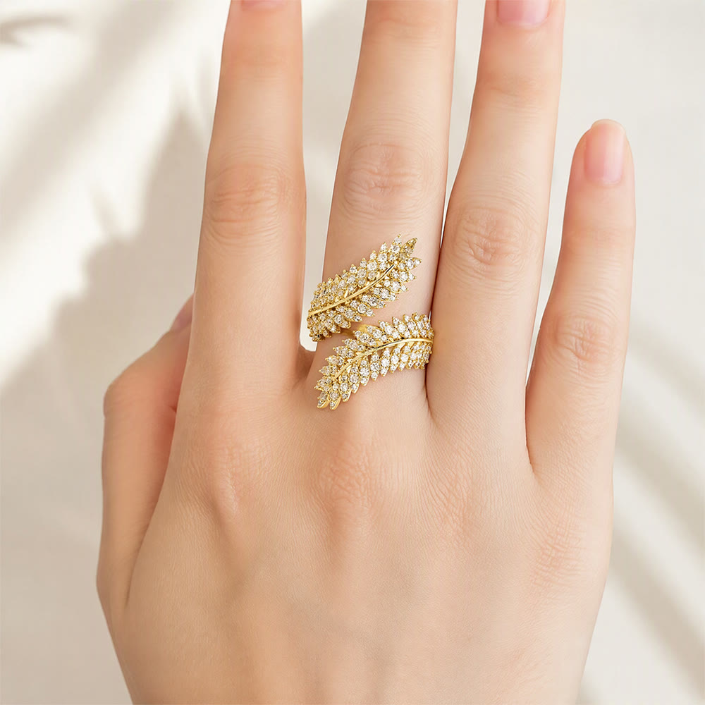 HilalHaven Harvest Whisper Crystal Wheat Frond Adjustable Ring - image 4