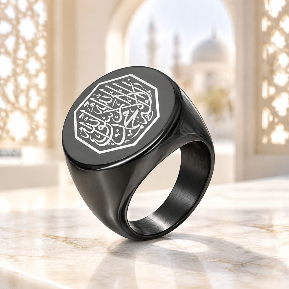 HilalHaven Vintage Octave Shahada Engraved Men Seal Ring - image 11