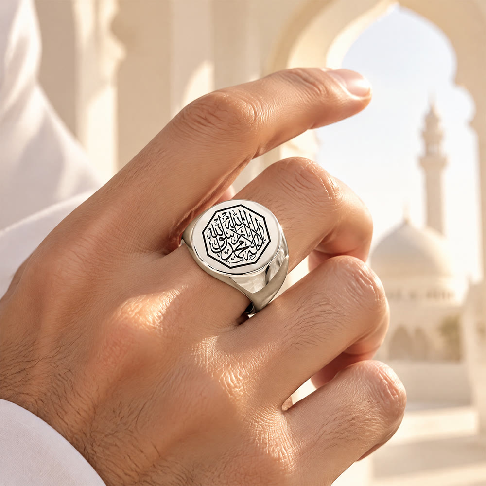 HilalHaven Vintage Octave Shahada Engraved Men Seal Ring - image 4