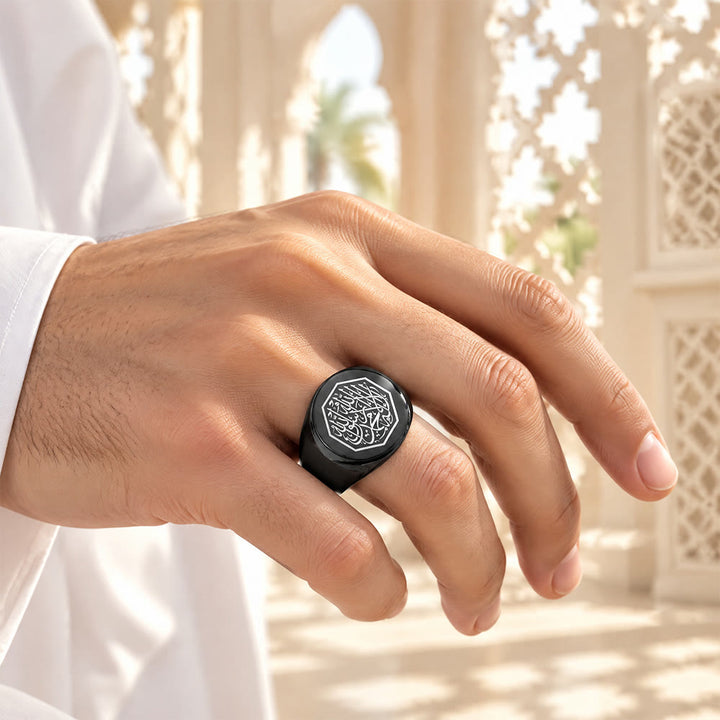 HilalHaven Vintage Octave Shahada Engraved Men Seal Ring - image 8