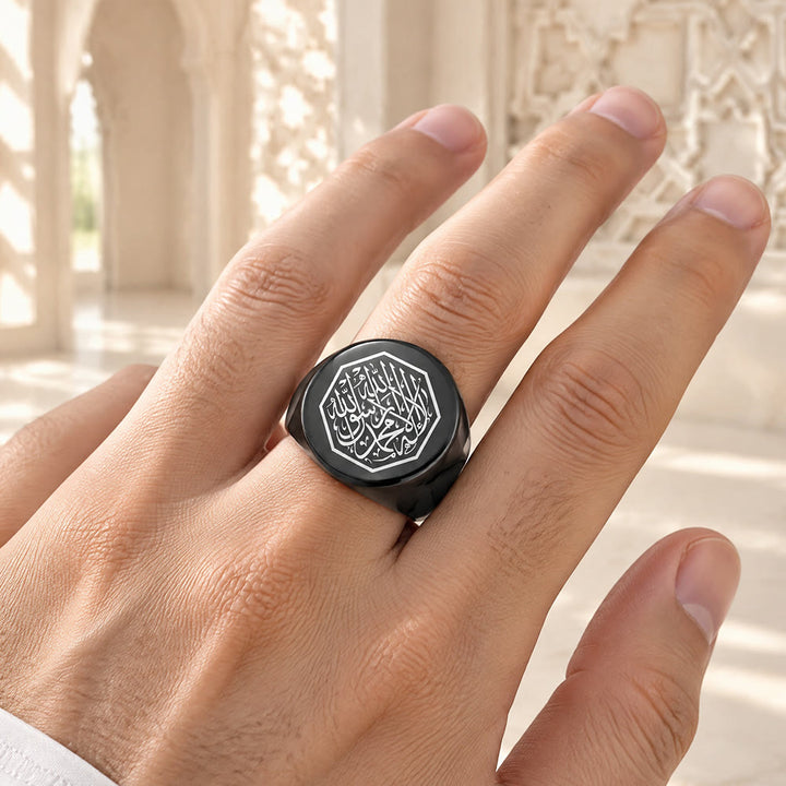HilalHaven Vintage Octave Shahada Engraved Men Seal Ring - image 9