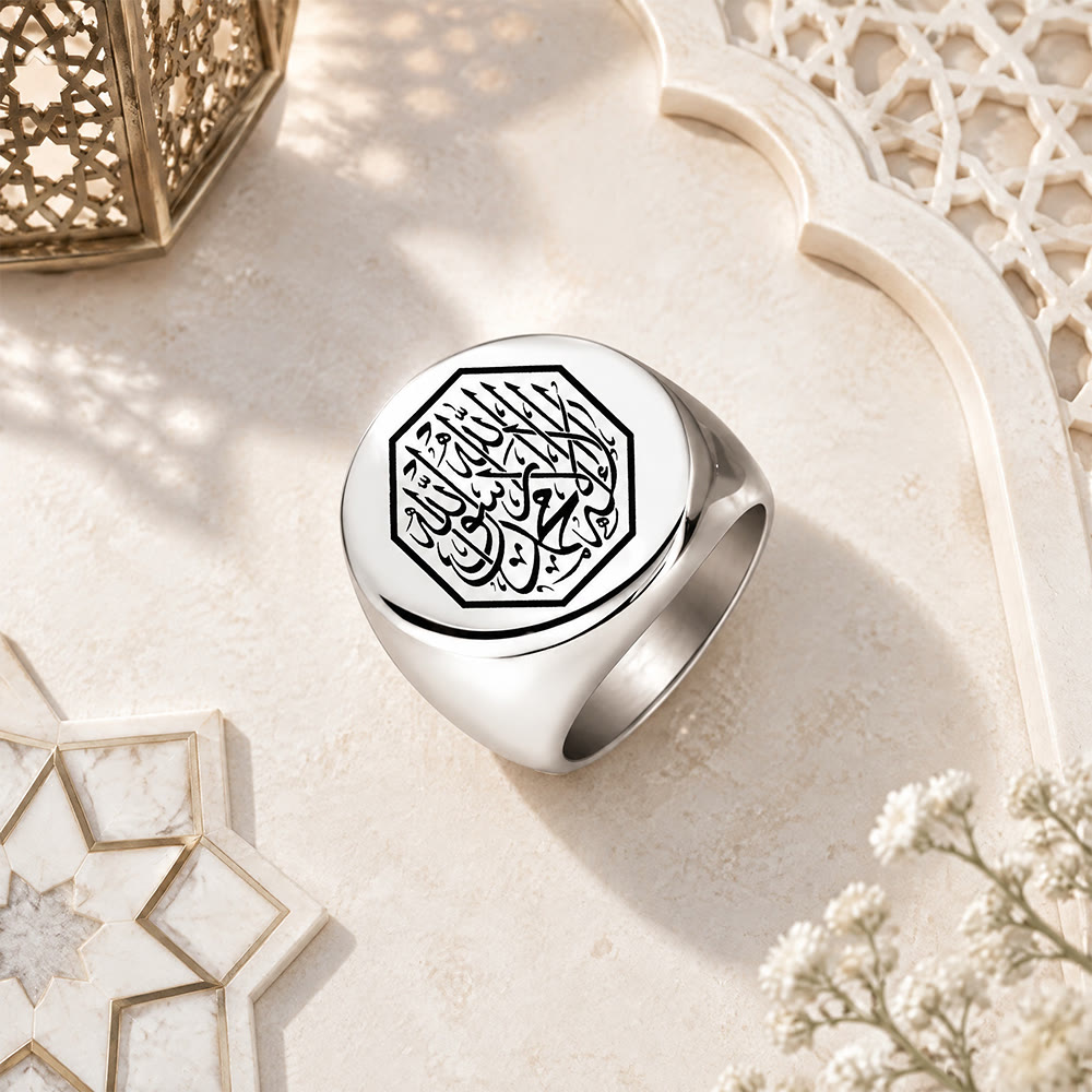 HilalHaven Vintage Octave Shahada Engraved Men Seal Ring - image 6