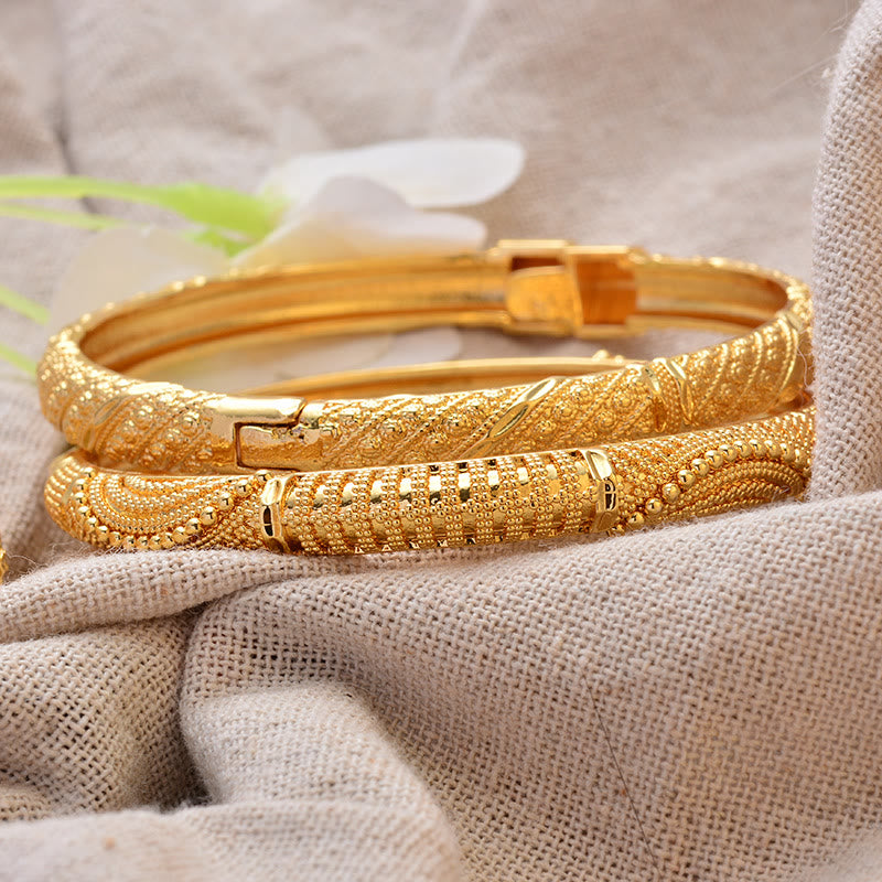 HilalHaven Ornate Legacy Ethnic Textured Gold Plated Hinged Bangle - image 6