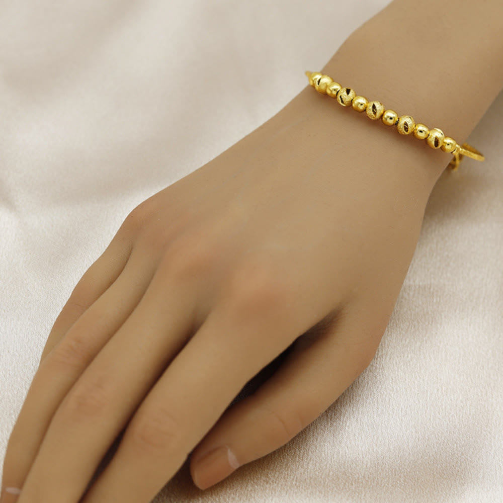 HilalHaven Golden Glow Textured Beaded Alloy Stackable Bracelet - image 1