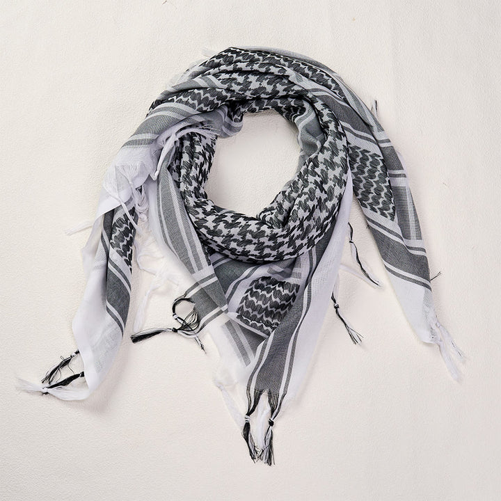 HilalHaven Sand Legacy Keffiyeh Shawl — Black &amp; White Arab Traditional Tassel Square Scarf Unisex - image 3