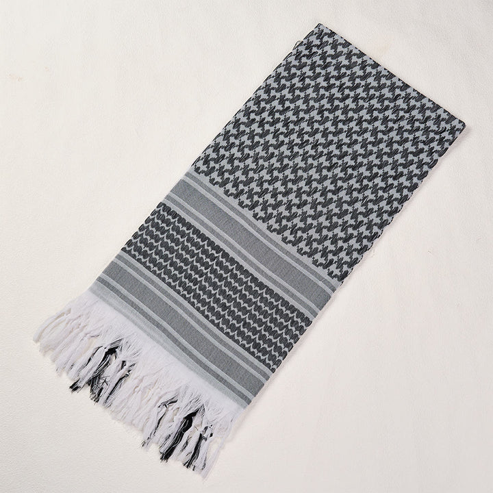 HilalHaven Sand Legacy Keffiyeh Shawl — Black &amp; White Arab Traditional Tassel Square Scarf Unisex - image 5