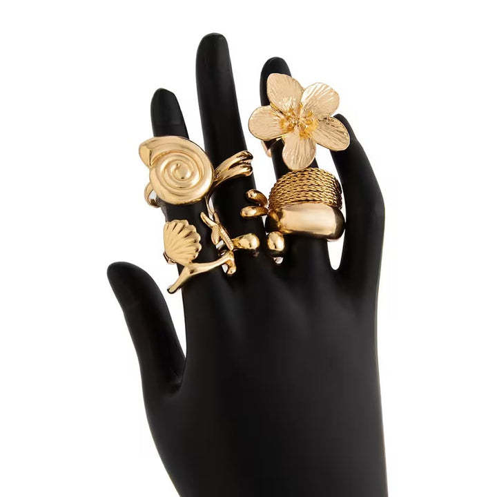 HilalHaven Ocean Bloom Multi‑Pattern Stackable Ring Set - image 1