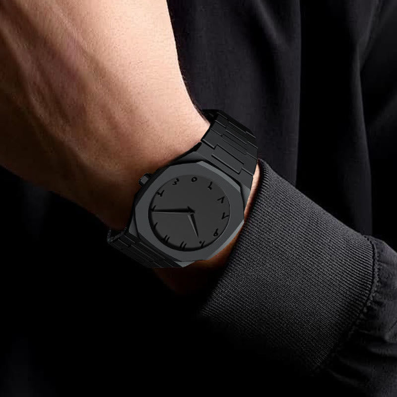 HilalHaven Marble Horizon Octagonal Arabic Numeral Dial Men's Quartz Watch - image 1