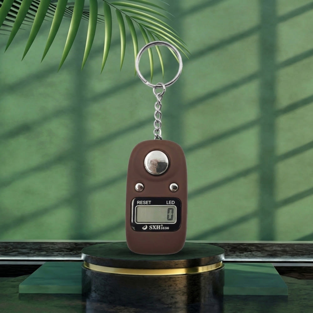 HilalHaven Soft Hue Keychain Digital Tasbih - Coffee Brown - image 2