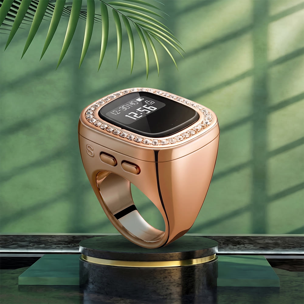 HilalHaven Spark Dhikr Rhinestone‑Edged Smart Zikr Digital Tasbih Ring - Rose Gold - 22mm - image 9