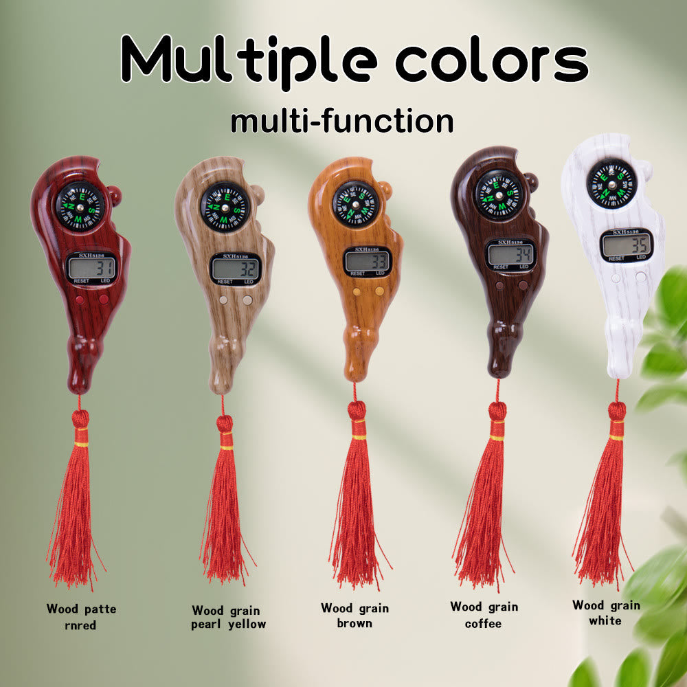 HilalHaven Timber Trace Wood‑Grain Handle Digital Tasbih Counter With Compass & Tassel - image 0