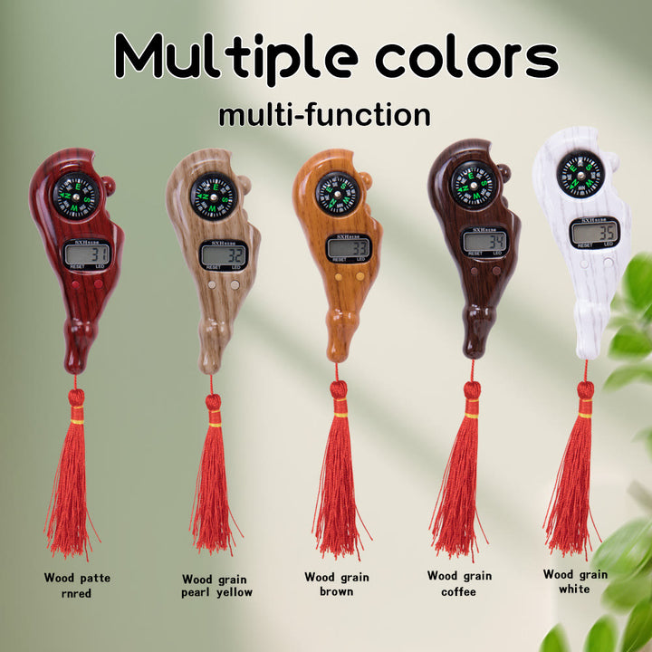HilalHaven Timber Trace Wood‑Grain Handle Digital Tasbih Counter With Compass &amp; Tassel - image 0