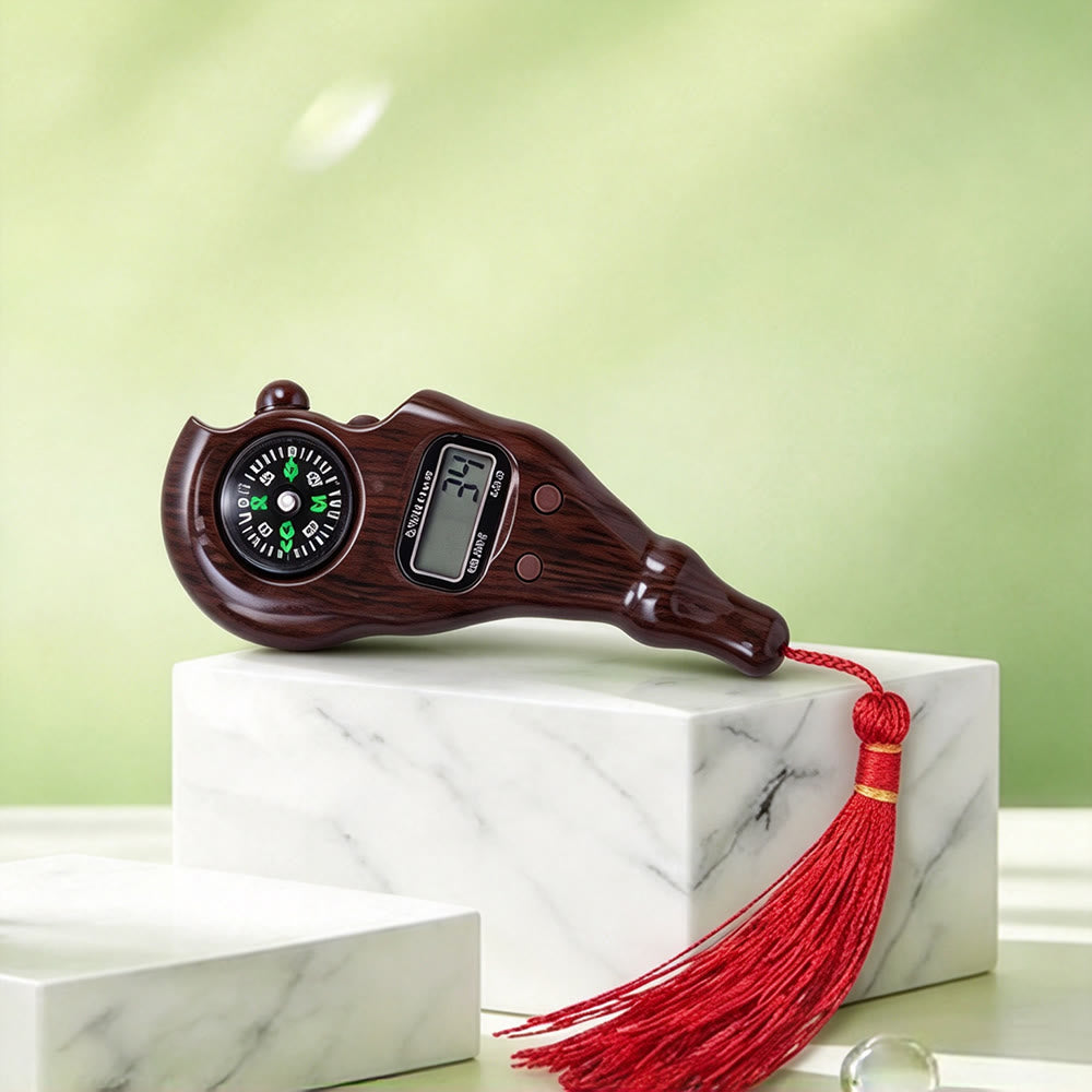 HilalHaven Timber Trace Wood‑Grain Handle Digital Tasbih Counter With Compass &amp; Tassel - Wood Grain White - image 8