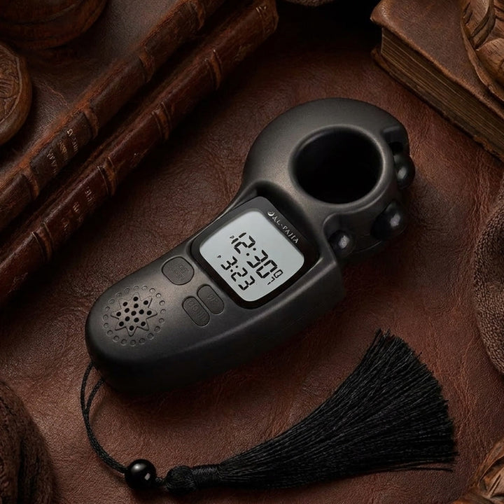 HilalHaven Chant Cadence Multi‑Texture Hand‑Grip Digital Tasbih Counter With Speaker &amp; Tassel - Black - image 3