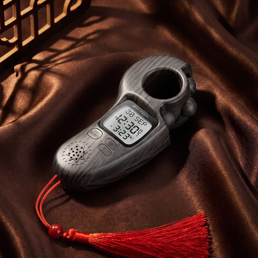 HilalHaven Chant Cadence Multi‑Texture Hand‑Grip Digital Tasbih Counter With Speaker &amp; Tassel - Dark Gray - image 6