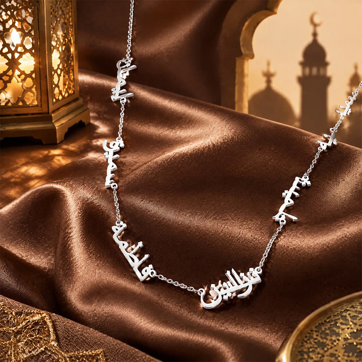 HilalHaven Linked Memories Multi‑Name Arabic Script Cutout Pendant Necklace - image 5