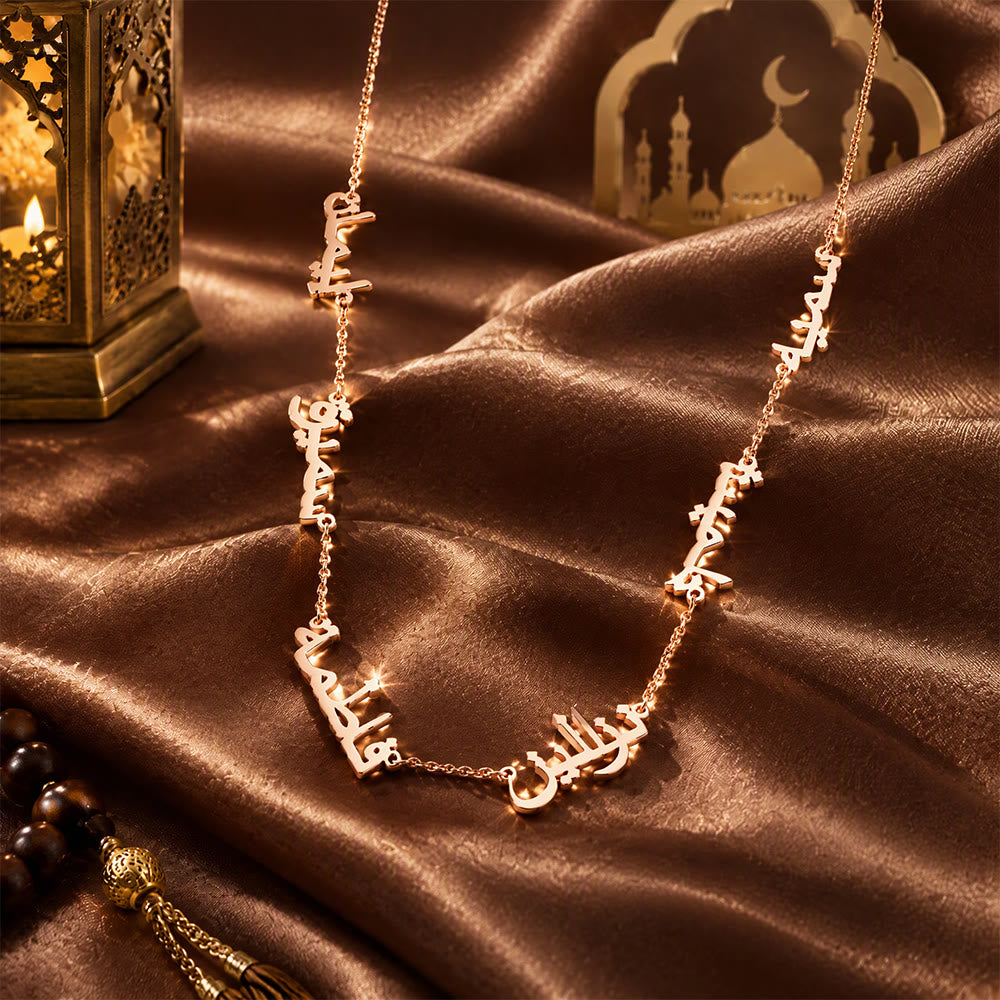 HilalHaven Linked Memories Multi‑Name Arabic Script Cutout Pendant Necklace - image 7