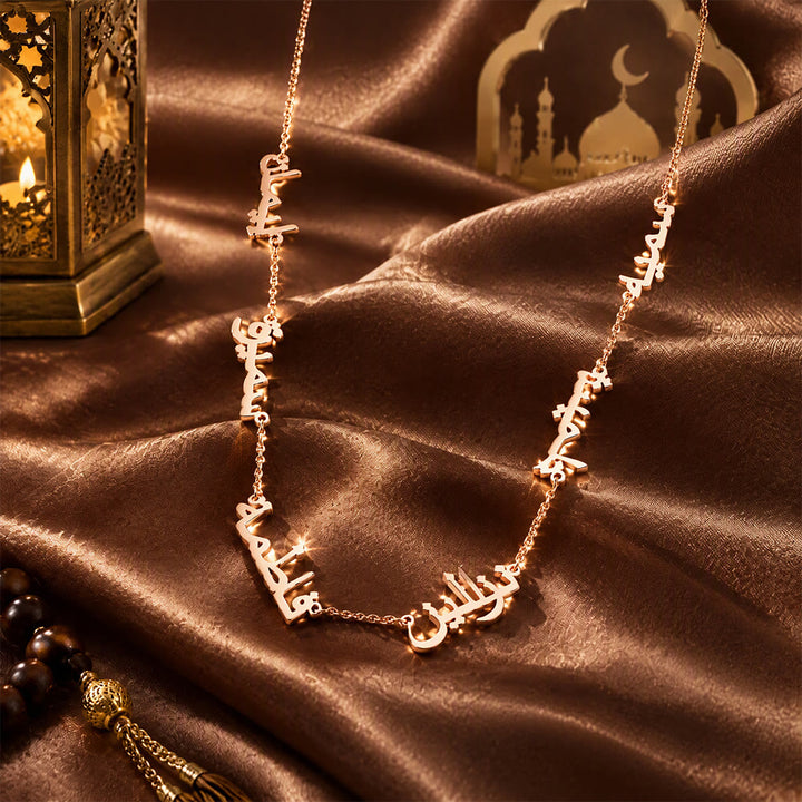 HilalHaven Linked Memories Multi‑Name Arabic Script Cutout Pendant Necklace - image 7