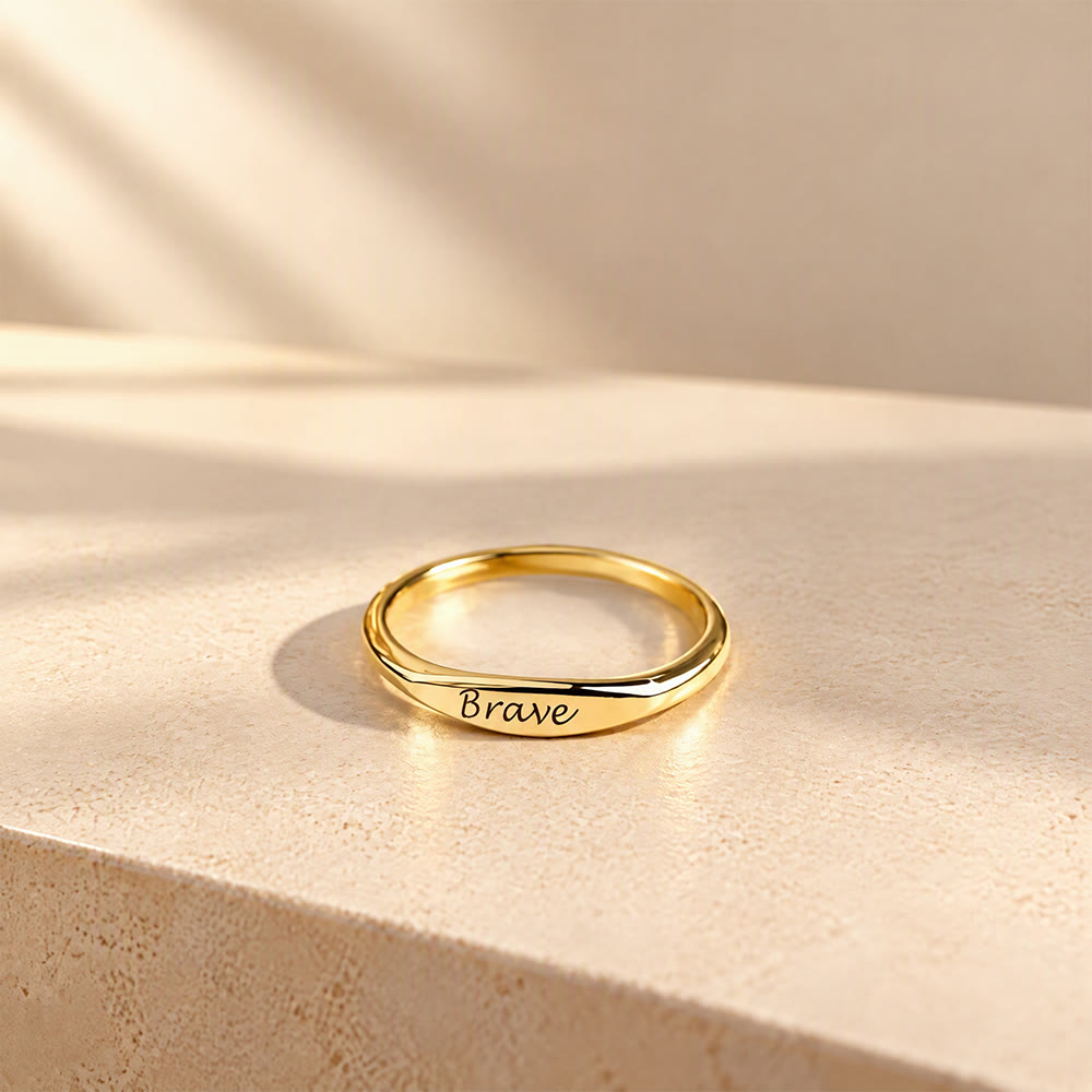 HilalHaven Gentle Twist Minimal Personalized Engraved Stackable Unisex Ring - image 2