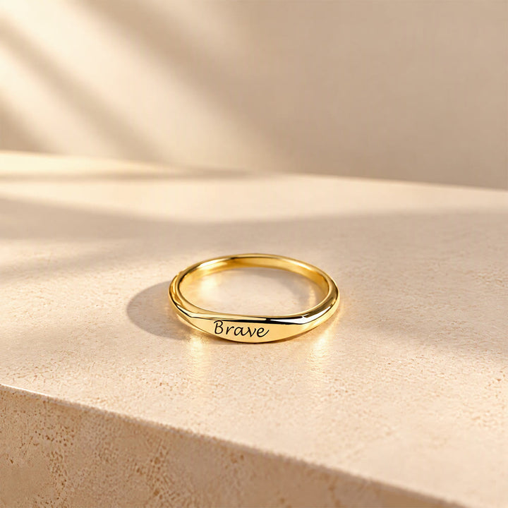 HilalHaven Gentle Twist Minimal Personalized Engraved Stackable Unisex Ring - image 2
