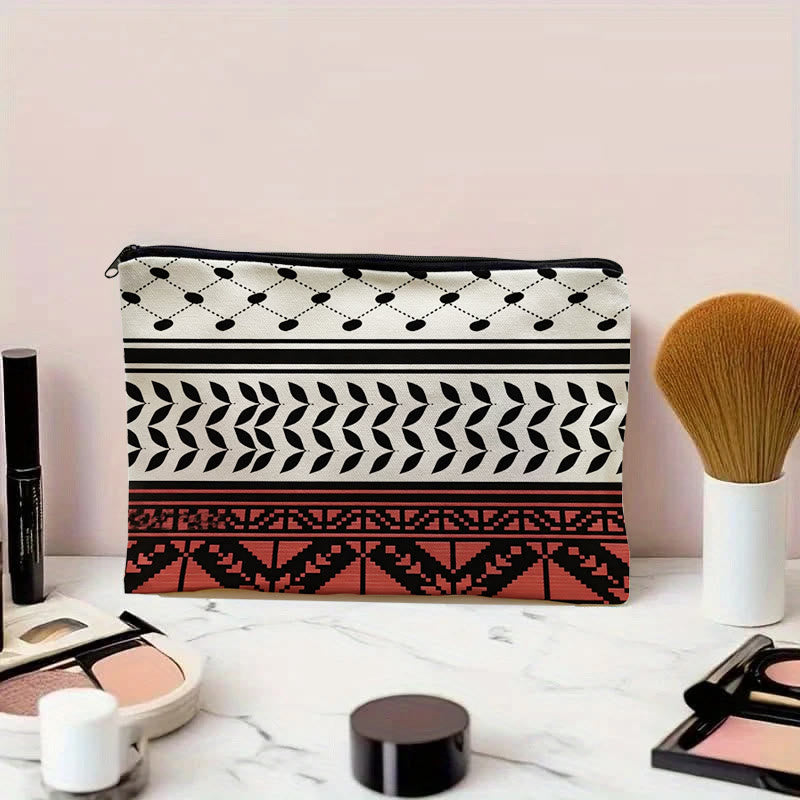 HilalHaven Tribal Thread Ethnic Geometric Canvas Cosmetic Zipper Clutch Pouch Bag - image 3