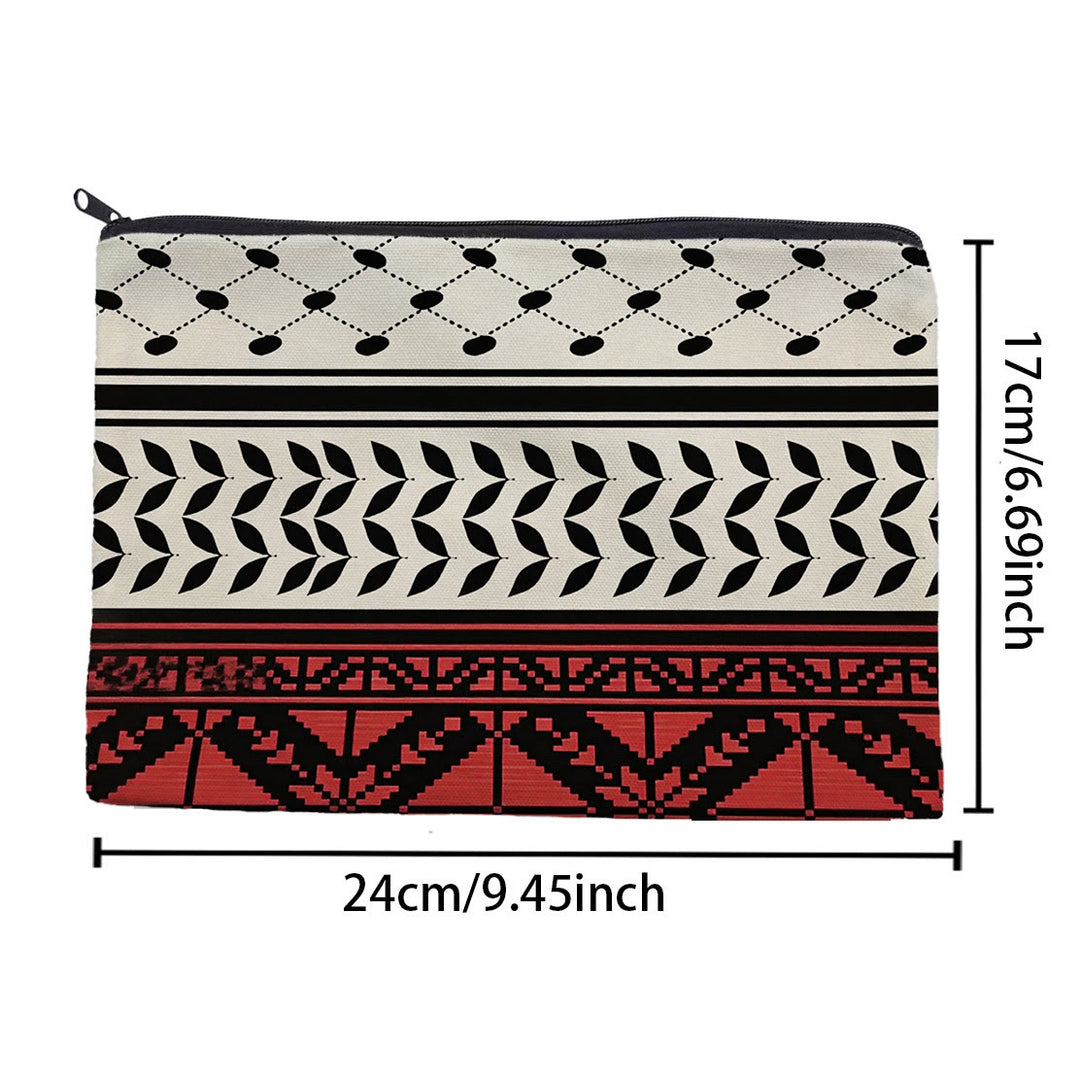HilalHaven Tribal Thread Ethnic Geometric Canvas Cosmetic Zipper Clutch Pouch Bag - image 5