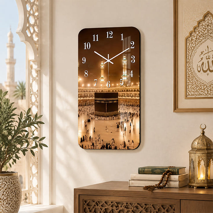 HilalHaven Noor Pilgrimage Islamic Makkah Scene Silent Sweep Acrylic Wall Clock - image 3