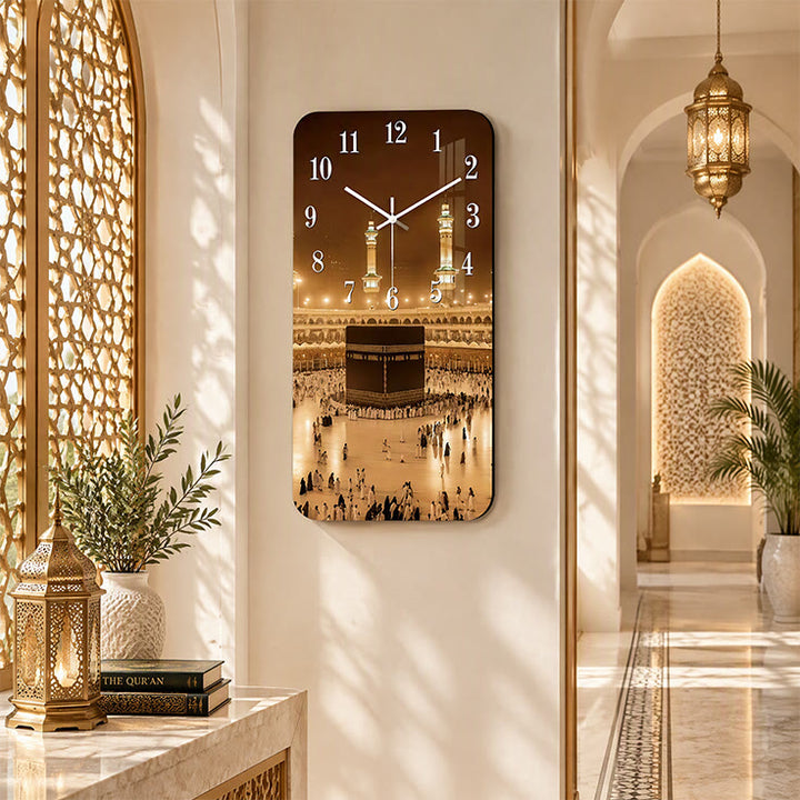 HilalHaven Noor Pilgrimage Islamic Makkah Scene Silent Sweep Acrylic Wall Clock - image 2