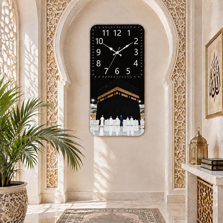 HilalHaven Night Tawaf Kaaba MDF Silent Sweep Rectangular Wall Clock - image 4