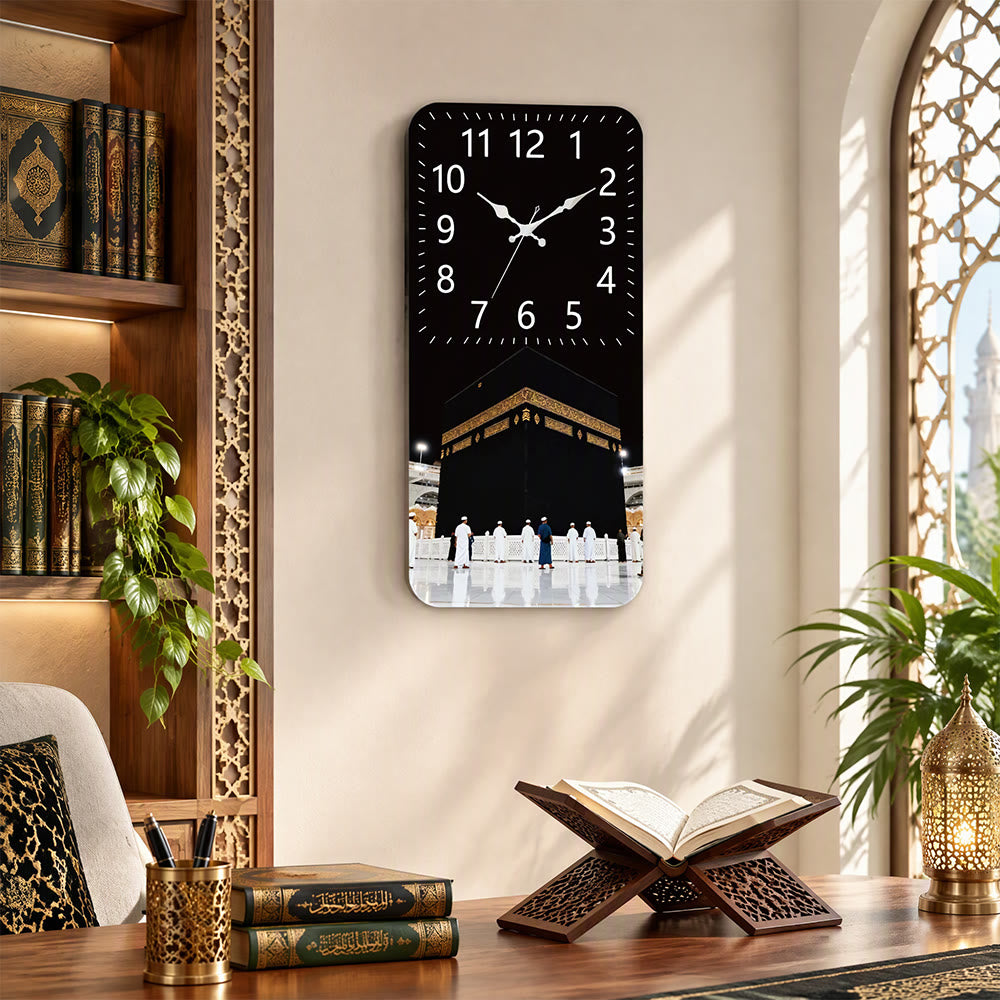 HilalHaven Night Tawaf Kaaba MDF Silent Sweep Rectangular Wall Clock - image 3