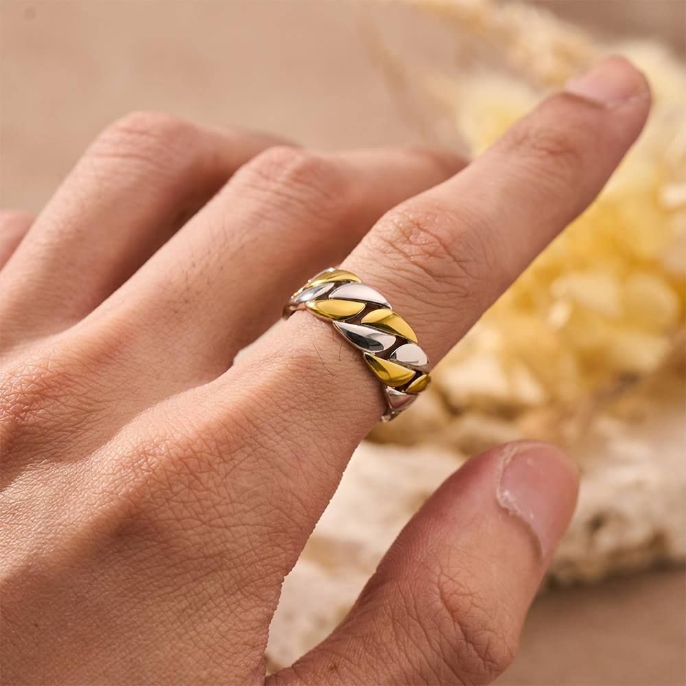 HilalHaven Chain Link Geometric Electroplated Metal Unisex Statement Ring - image 8