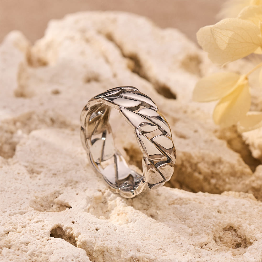 HilalHaven Chain Link Geometric Electroplated Metal Unisex Statement Ring - image 6
