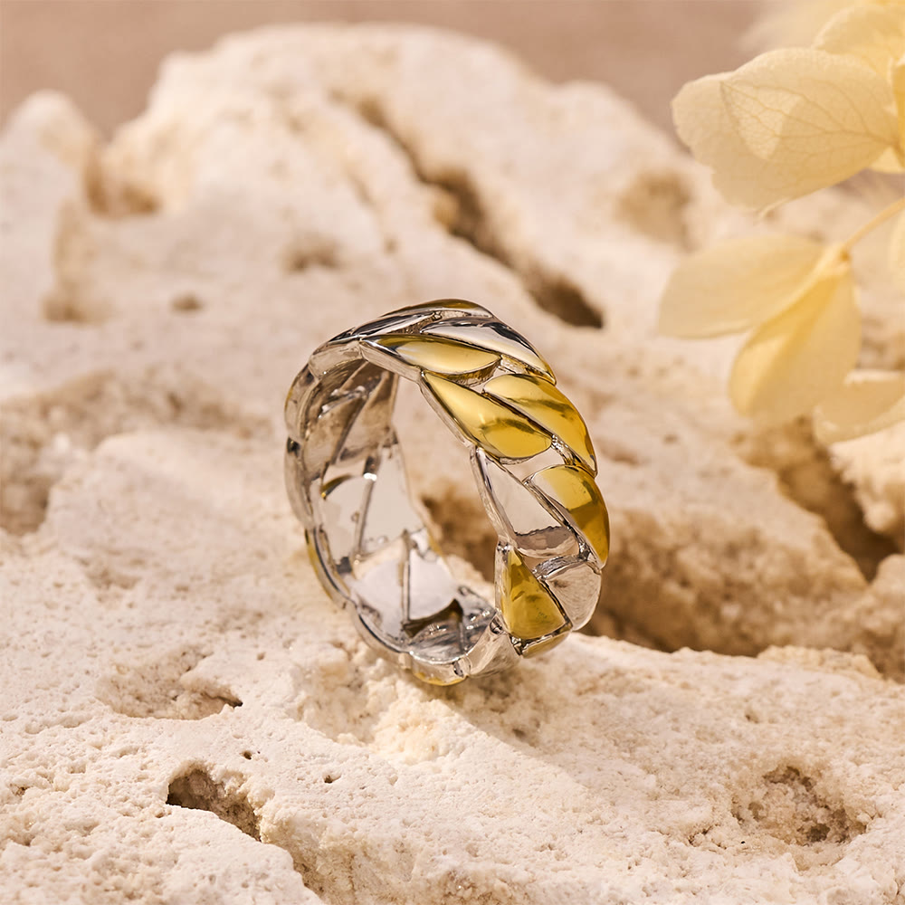 HilalHaven Chain Link Geometric Electroplated Metal Unisex Statement Ring - image 9