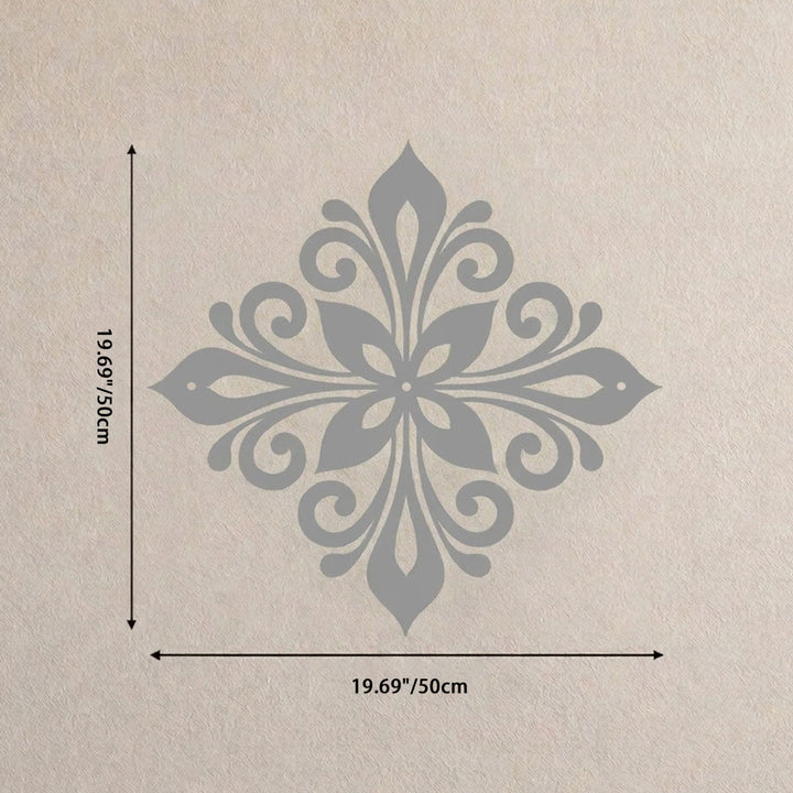 HilalHaven Arabesque Rhombus Floral Symmetry Hollow Metal Wall Art - Silver - 19.68&
