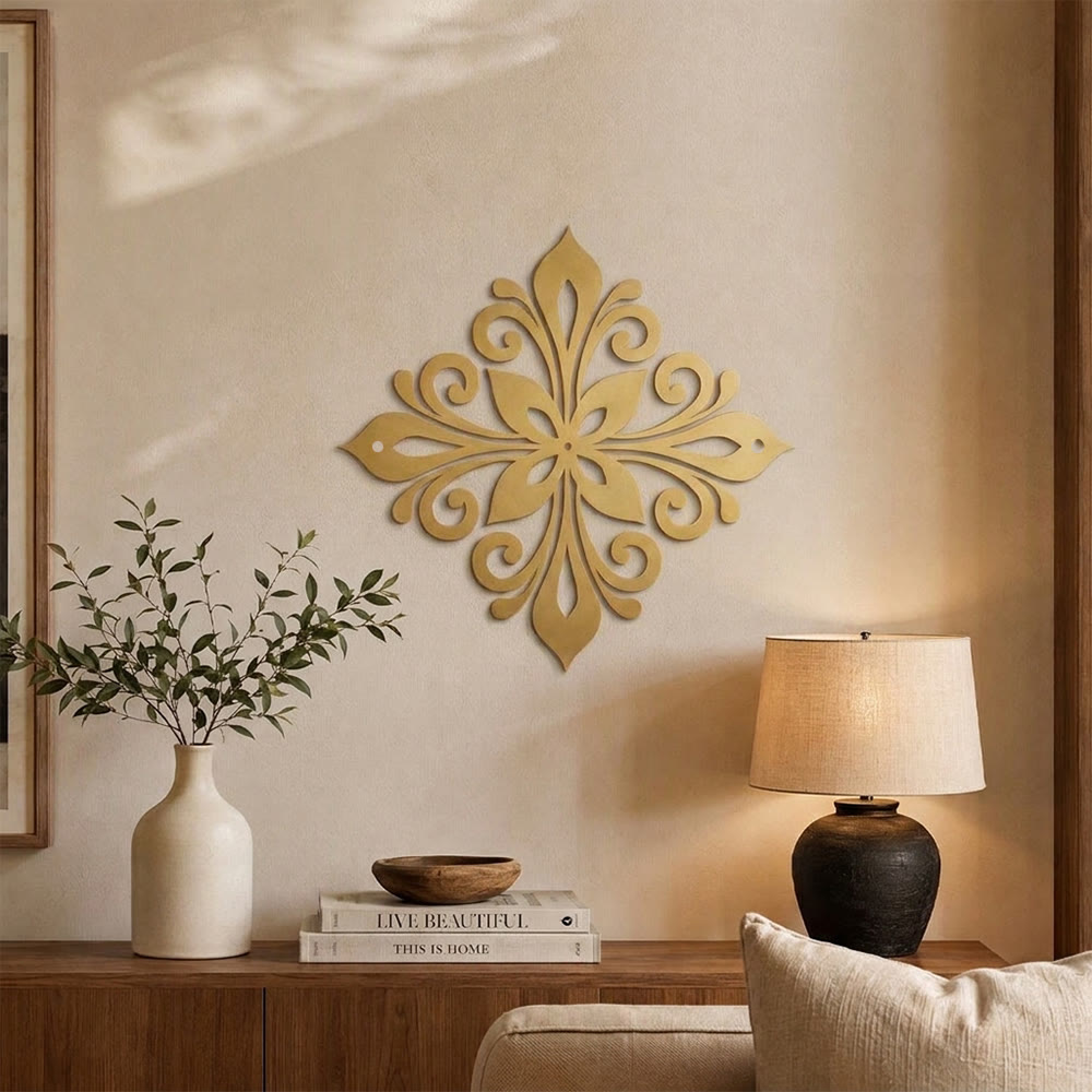 HilalHaven Arabesque Rhombus Floral Symmetry Hollow Metal Wall Art - image 5