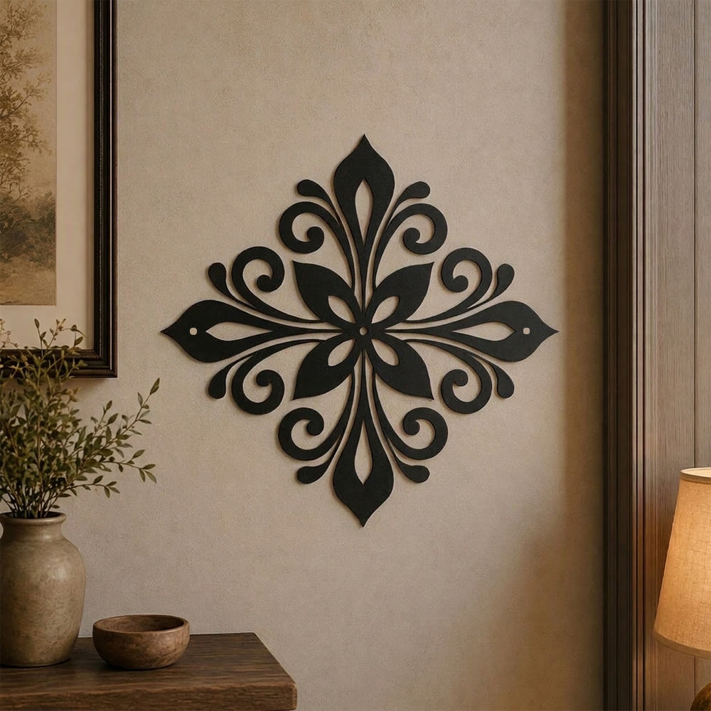 HilalHaven Arabesque Rhombus Floral Symmetry Hollow Metal Wall Art - image 0