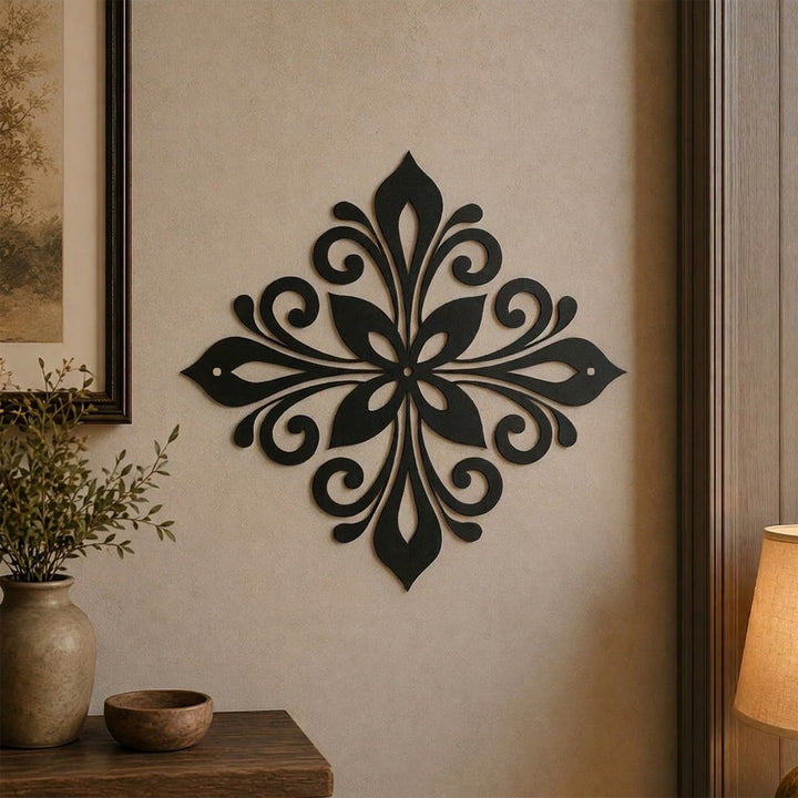 HilalHaven Arabesque Rhombus Floral Symmetry Hollow Metal Wall Art - image 0