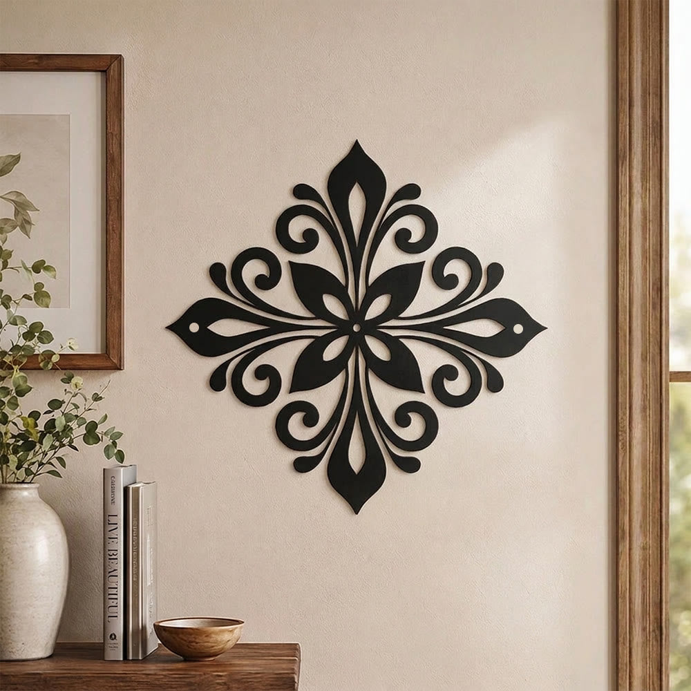 HilalHaven Arabesque Rhombus Floral Symmetry Hollow Metal Wall Art - image 1