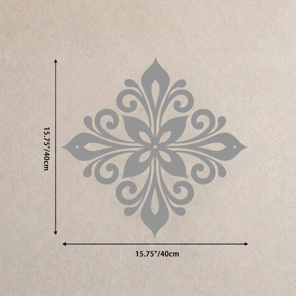 HilalHaven Arabesque Rhombus Floral Symmetry Hollow Metal Wall Art - Silver - 15.75&