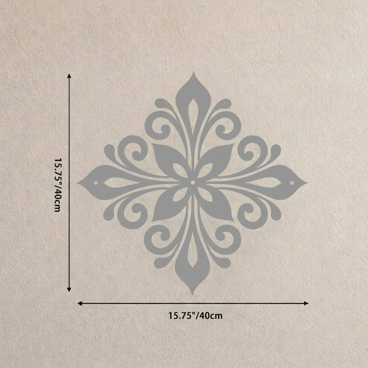 HilalHaven Arabesque Rhombus Floral Symmetry Hollow Metal Wall Art - Silver - 15.75&