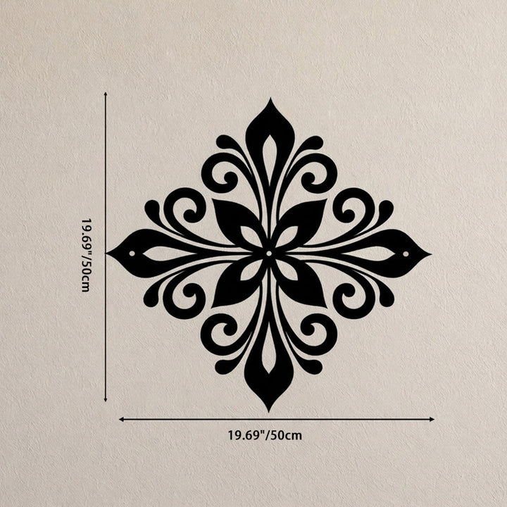 HilalHaven Arabesque Rhombus Floral Symmetry Hollow Metal Wall Art - Black - 19.68&