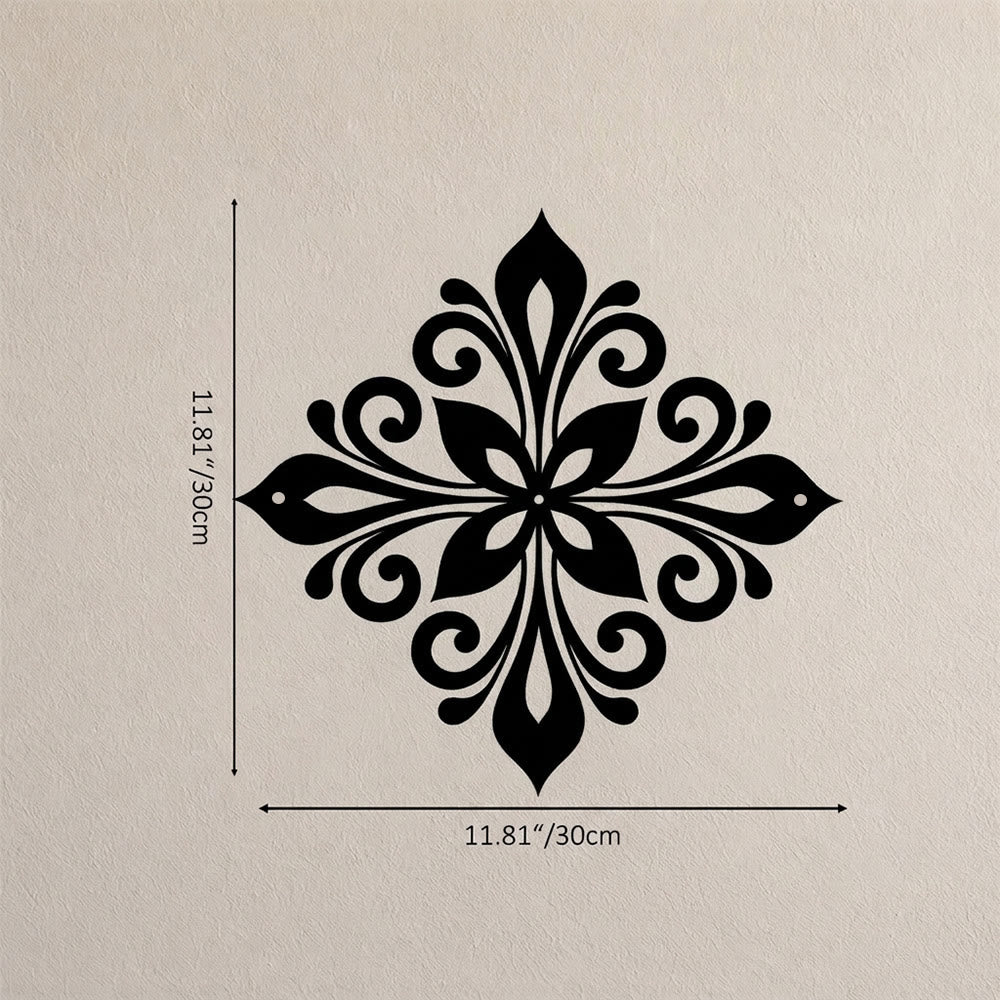 HilalHaven Arabesque Rhombus Floral Symmetry Hollow Metal Wall Art - Black - 11.81&