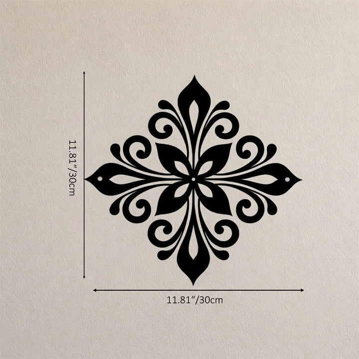 HilalHaven Arabesque Rhombus Floral Symmetry Hollow Metal Wall Art - Black - 11.81&